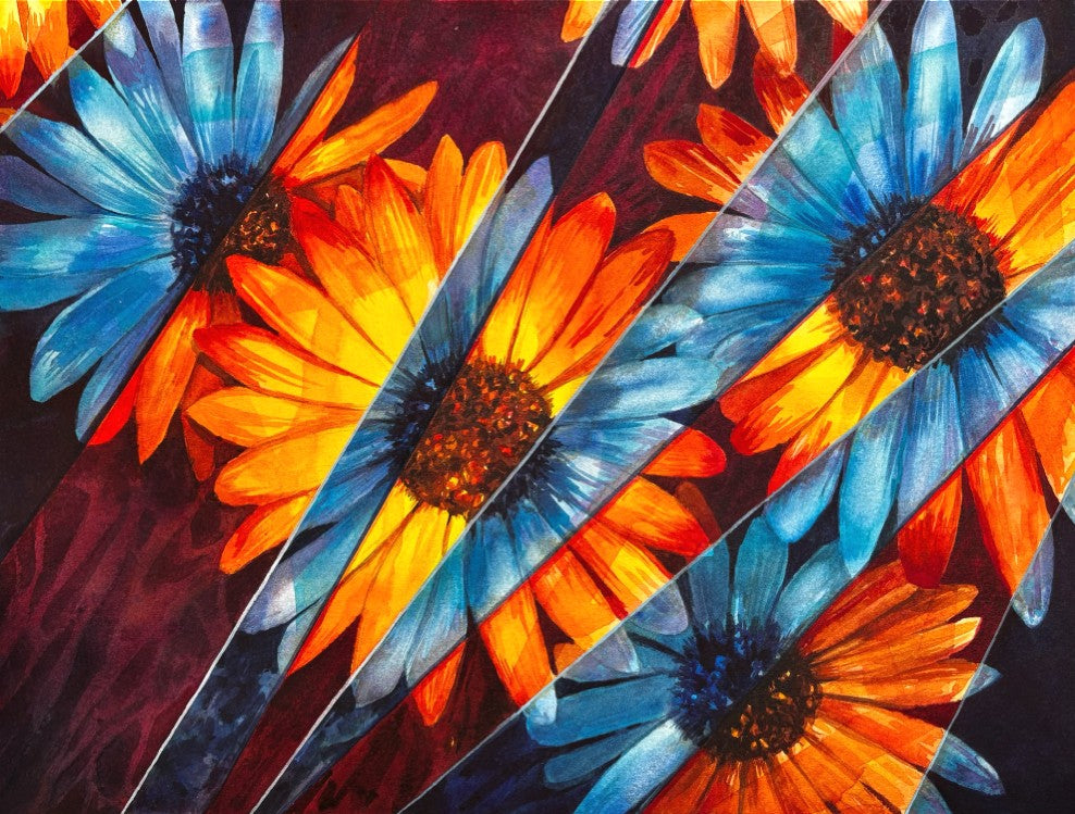 Fractured Florals— Original Watercolor Painting