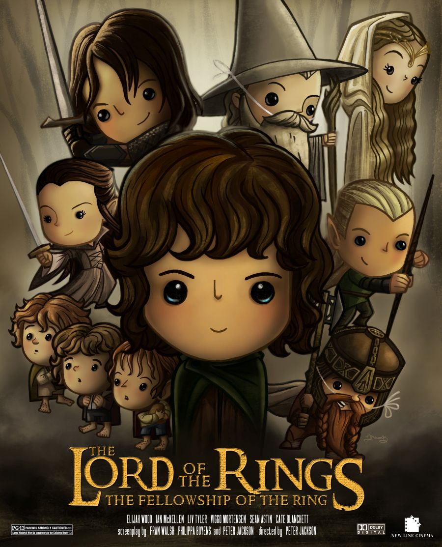 Lord of the Rings Cute Pop Art Movie Poster | Larissa Brown