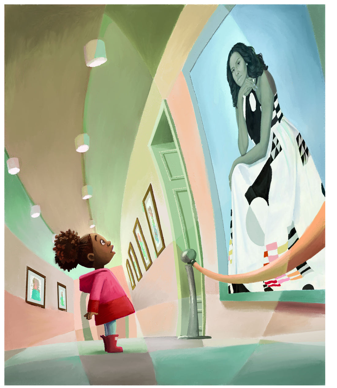 Michelle Obama Portrait and Little Girl