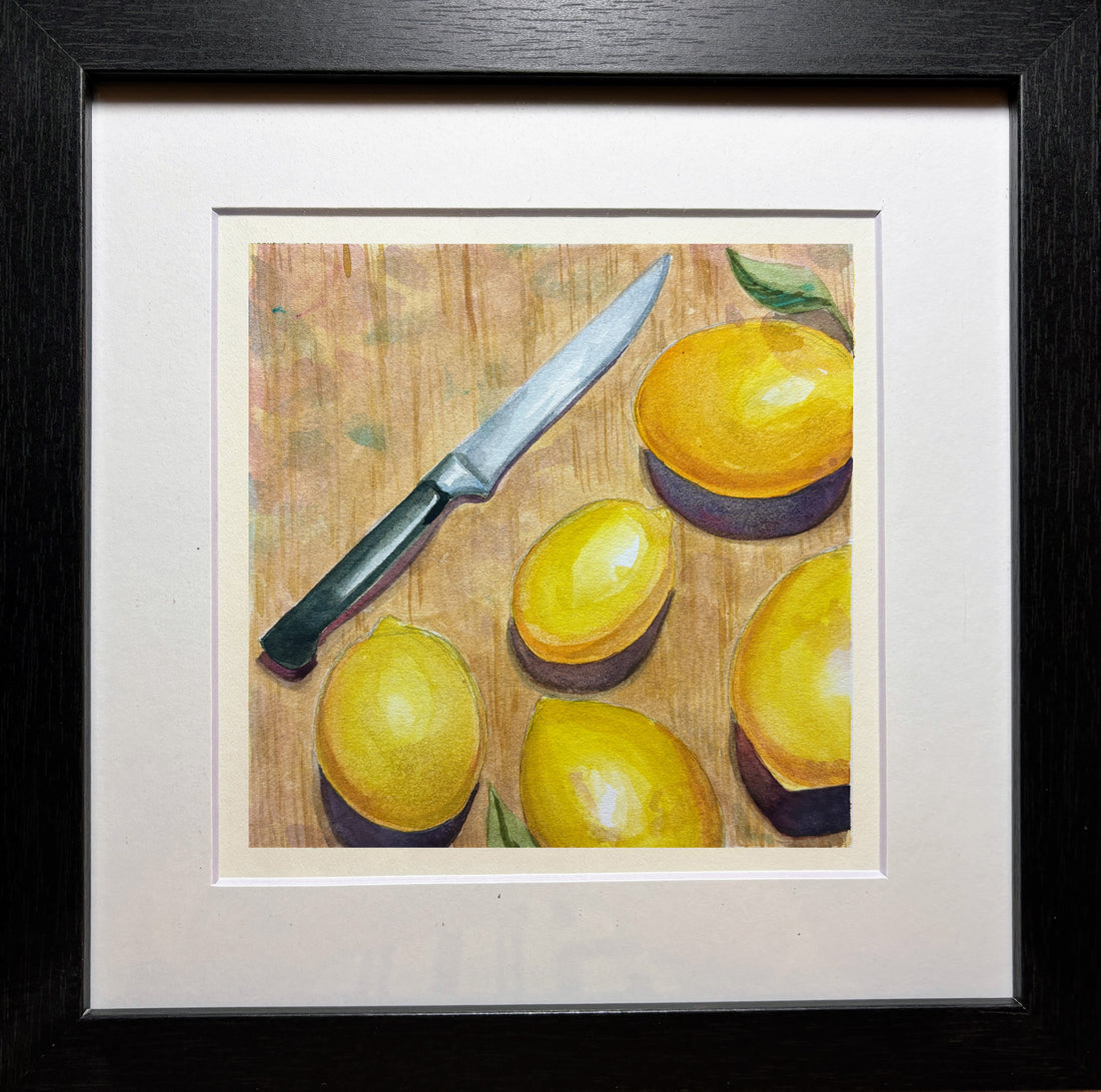 Framed Lemons on Cutting Board