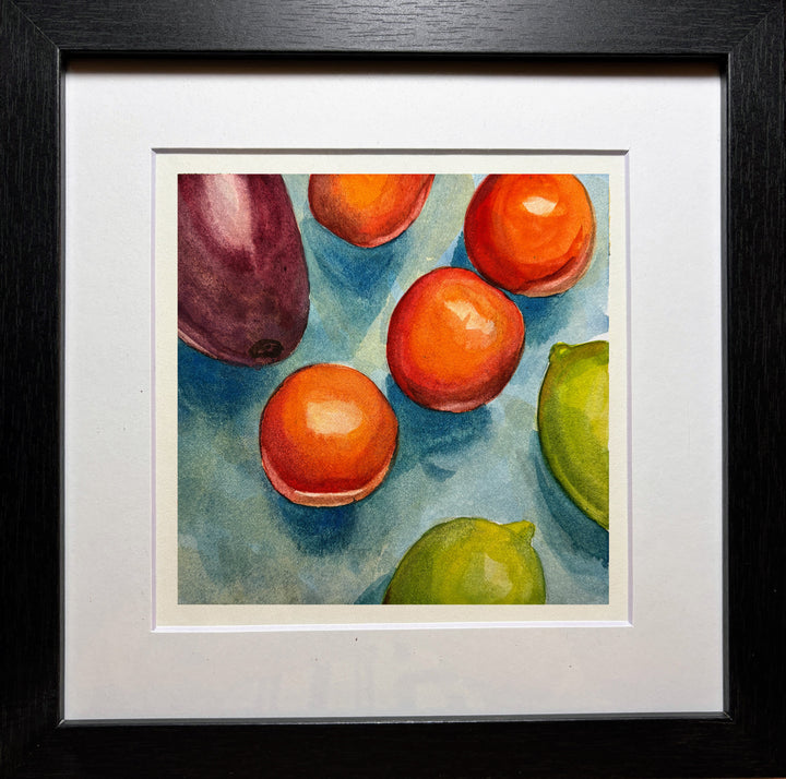 Framed Tomatoes Eggplant Limes